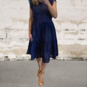 Nursing Queen Eyelet Nursing Navy Blue Dress Size 3X